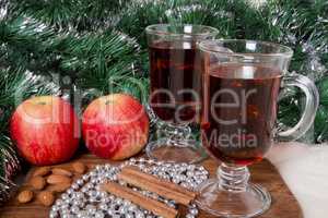 Glasses with Christmas mulled wine