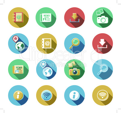 Internet and Web Flat Icons Set