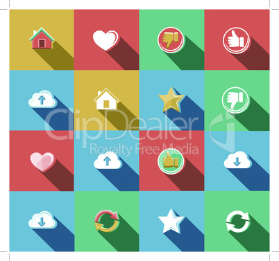 Internet and Web Flat Icons Set