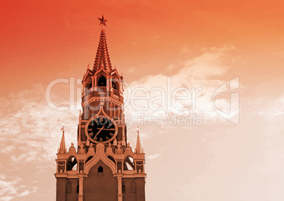 Kremlin tower with clock, Moscow, Russia
