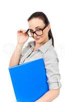 business woman with glasses