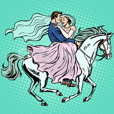 bride and groom white horse love wedding romance