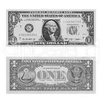 Black and white Dollar note 1 Dollar