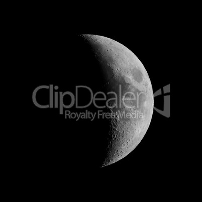 Black and white First quarter moon