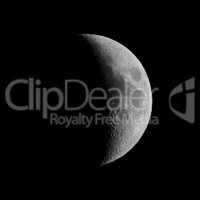 Black and white First quarter moon