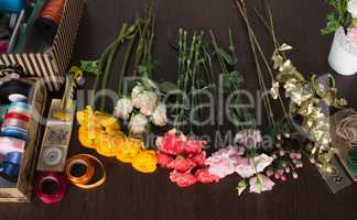 Four different types of flowers on the table