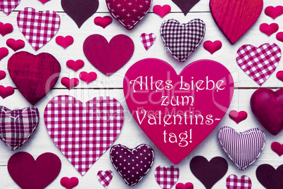 Pink Hearts Texture, Text Valentinstag Means Happy Valentines Day