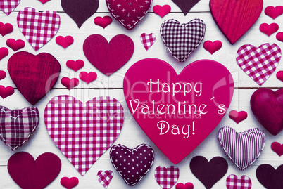 Pink Hearts Texture, Text Happy Valentines Day