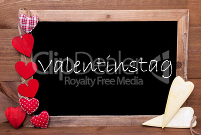 One Chalkbord, Red And Yellow Hearts, Valentinstag Mean Valentines Day