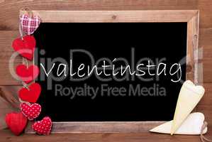 One Chalkbord, Red And Yellow Hearts, Valentinstag Mean Valentines Day