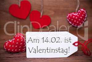 One Label With Romantic Hearts Decoration, Valentinstag Mean Valentines Day