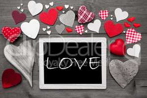 Black And White Chalkbord, Red Hearts, Love