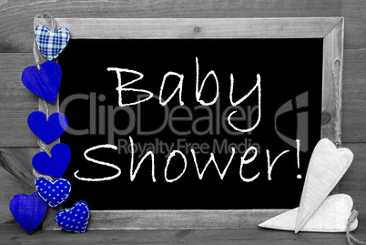 Black And White Blackbord, Blue Hearts, Baby Shower