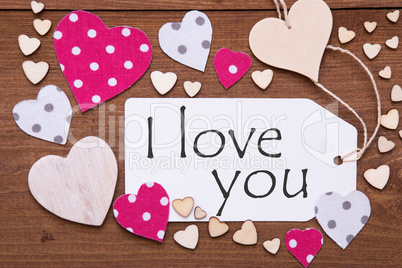 Label With Pink Heart, Text I Love You