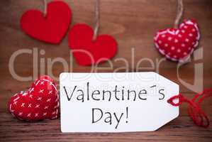 One Label With Romantic Hearts Decoration, Text Valentines Day