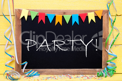 Chalkboard With Decoration, Text Party