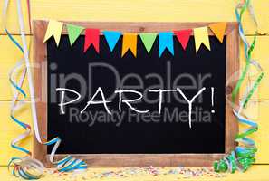 Chalkboard With Decoration, Text Party