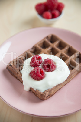 Schokoladenwaffeln mit frischen Beeren