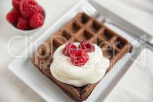 Schokoladenwaffeln mit frischen Beeren