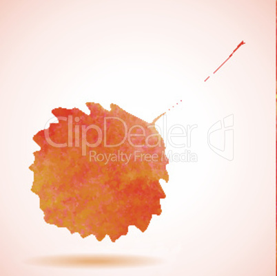 Orange watercolor aspen leaf