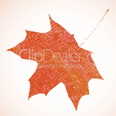 Orange pastel crayon vector autumn maple leaf background