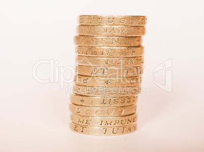 Pound coin pile vintage