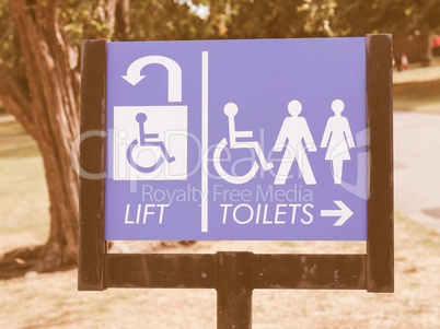 Lift and toilets sign vintage