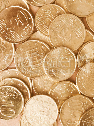 Euro coins background vintage