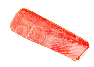 piece of red fish fillet isolated on white