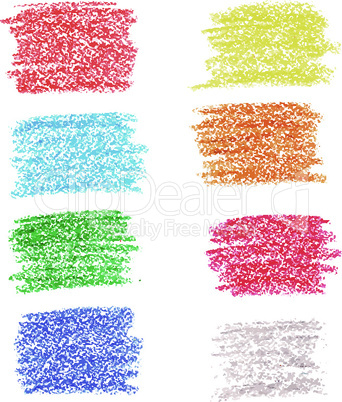 Set of colored spots of wax crayons, isolated on white background