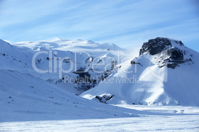 Snowy mountain landscape in Iceland