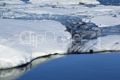 Melting ice at glacier lagoon Jokulsarlon, Iceland