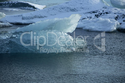 Ice blocks melting at glacier lagoon Jokulsarlon, Iceland