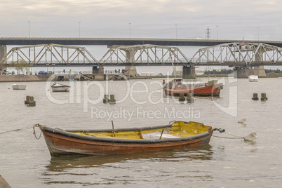 Boats at Santa Lucia River in Montevideo Uruguay