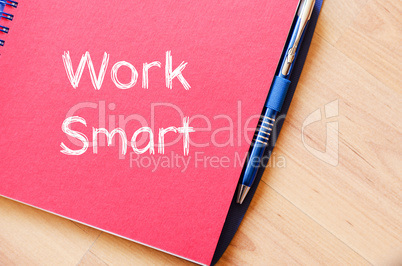 Work smart write on notebook