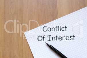 Conflict of interest write on notebook