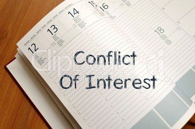 Conflict of interest write on notebook