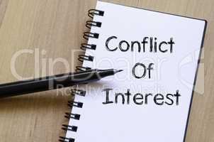 Conflict of interest write on notebook