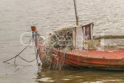 Old Fishing Boat at Santa Lucia River in Montevideo