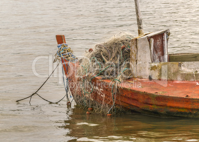 Old Fishing Boat at Santa Lucia River in Montevideo