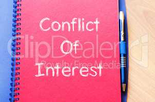 Conflict of interest write on notebook