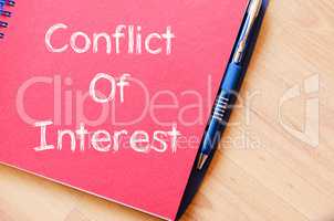 Conflict of interest write on notebook