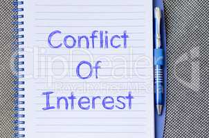 Conflict of interest write on notebook