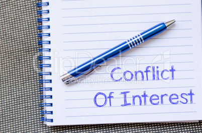 Conflict of interest write on notebook