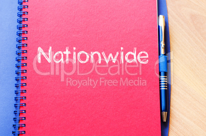 Nationwide write on notebook