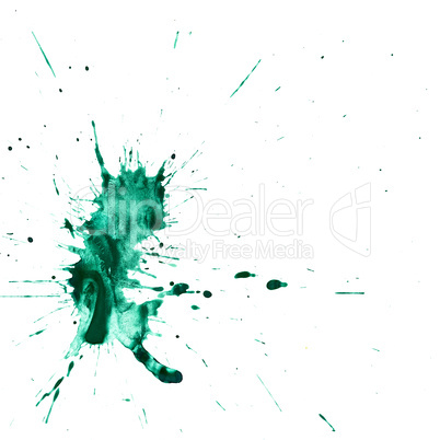 turquoise watercolor stain on a white background