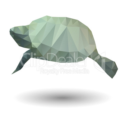 Abstract illustration of sea turtle in origami style on white background