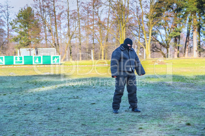 Man in protective suit