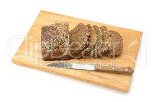 cut bread on breadboard