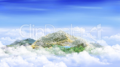 Mountain peak in the clouds